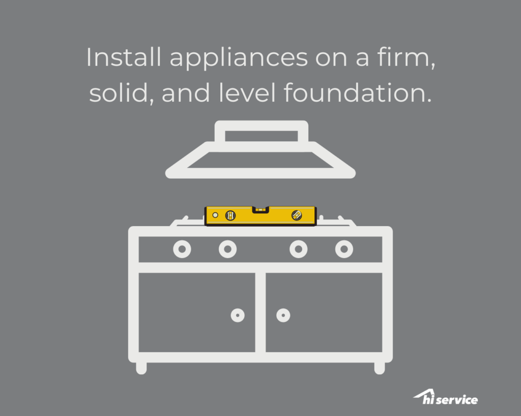 Install appliances on a firm, solid, and level foundation